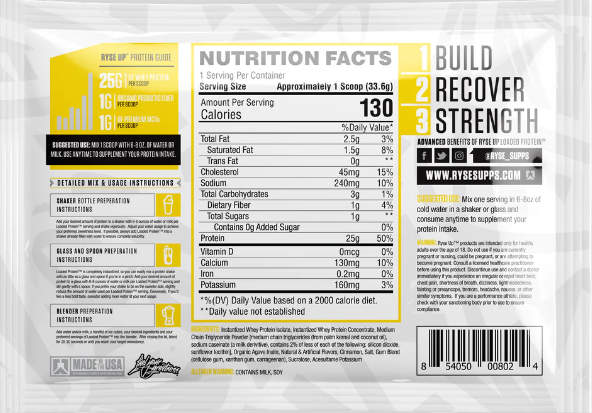 Ryse Loaded Protein Trial Size Samples